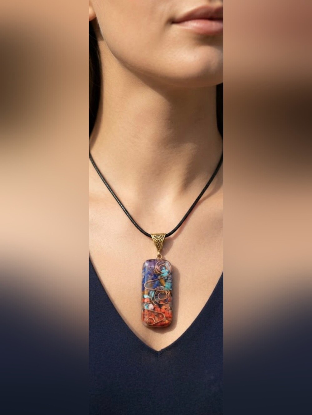 7 Chakra Orgone Energy Healing EMF Protection Pendant Necklace